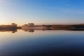 Early morning mist over river at sunrise. Royalty Free Stock Photo