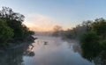 Early morning mist and sunrise in the Great Trinity Forest Royalty Free Stock Photo