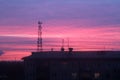 Early morning multicolored sunrise. sky at sunrise in the city. Royalty Free Stock Photo