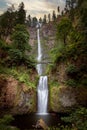 Early Morning Multnomah Falls Full view both Tiers Royalty Free Stock Photo