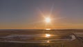 Early morning over the causeway to Holy Island of Lindisfarne, Northumberland Royalty Free Stock Photo