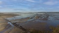 Early morning over the causeway to Holy Island of Lindisfarne, Northumberland Royalty Free Stock Photo