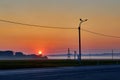 Early morning over field with fog. Royalty Free Stock Photo