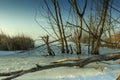 Early in the morning over a frozen lake