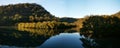 Beautiful reflections of blue sky, mountains and trees on creek Royalty Free Stock Photo