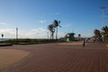 Early Morning on the Paved Walkway at Durban Beachfront Royalty Free Stock Photo