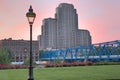 Early morning picture of the blue bridge