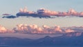 Pink Cloud Banks Over Peloponnese Mountains, Greece Royalty Free Stock Photo