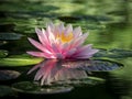 Early morning of pink water lily `Perry`s Orange Sunset`. Royalty Free Stock Photo
