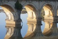 Early morning rail-bridge reflections in lagoon on the Hibiscus Coast in South Africa