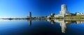 Nanaimo Harbour Panorama of Early Morning Reflection in Still Waters, Vancouver Island, British Columbia