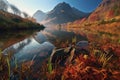 Early Morning Reflections on a Colorful Mountain Lake