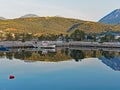 Early Morning Reflections in Still Gulf of Corinth Water, Greece