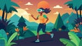 An early morning riser starting their day with a virtual reality jogging session through an exotic virtual jungle on Royalty Free Stock Photo