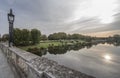 Early morning river Thames view from Hampton Court bridge