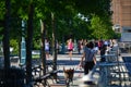 Early morning runners Battery Park City Promenade, NYC Royalty Free Stock Photo