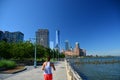 Early morning runners Battery Park City Promenade, NYC Royalty Free Stock Photo