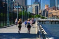 Early morning runners Battery Park City Promenade, NYC Royalty Free Stock Photo