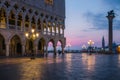 Early morning in San Marco Square without people in Venice before sunrise, Italy Royalty Free Stock Photo