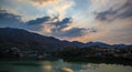 Early morning dawn photography of the town of Nainital overlooking Bhimtal lake Royalty Free Stock Photo