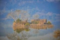 Island with old temple ruins Padam lake Ranthambore National Park, Rajasthan, India Royalty Free Stock Photo