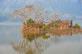 Island with old temple ruins Padam lake Ranthambore National Park, Rajasthan, India Royalty Free Stock Photo