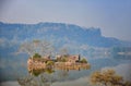 Island with old temple ruins Padam lake Ranthambore National Park, Rajasthan, India Royalty Free Stock Photo