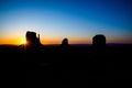 Monument Valley buttes at sunrise in the desert