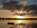 Early morning sunburst - daybreak over the bay. Royalty Free Stock Photo