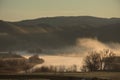 Early Morning Sunrise Along Misty River Landscape Royalty Free Stock Photo