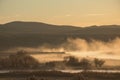 Early Morning Sunrise Along Misty River Landscape Royalty Free Stock Photo