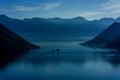 Early morning sunrise in Bay of Kotor, Montenegro Royalty Free Stock Photo