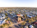 Aerial drone view of the Cathedral of the Sacred Heart of Jesus, a catholic church in Broken Hill, New South Wales, Australia Royalty Free Stock Photo