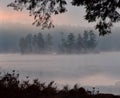 Early Morning Sunrise and Fog on Highland Lake, Bridgton, Maine July 2012 by Eric L. Johnson Photography Royalty Free Stock Photo