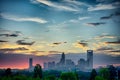 Early morning sunrise over charlotte north carolina skyline