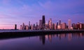 Reflection of downtown Chicago, Illinois in Lake Michigan water Royalty Free Stock Photo