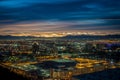 Early morning sunrise over valley of fire and las vegas