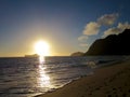 Early Morning Sunrise on Waimanalo Beach over ocean Royalty Free Stock Photo