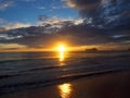 Early Morning Sunrise on Waimanalo Beach over ocean Royalty Free Stock Photo