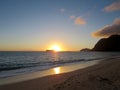 Early Morning Sunrise on Waimanalo Beach over Rabbit Island burs Royalty Free Stock Photo