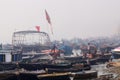 Early morning at Tulsi Ghat in holy Ganges River ,Benares