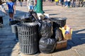 Waste bags are placed outdoor in Venice Royalty Free Stock Photo