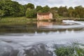 Early morning view across River Stour to Sturminster Newton Mill Royalty Free Stock Photo