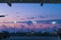 Early morning view on airplane parking lot at terminal of Istanbul International airport Royalty Free Stock Photo