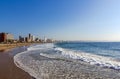 Coastal Shoreline against Blue Durban City Skyline