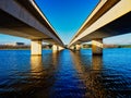 View Under Commonwealth Bridge to Australian Parliament House, Canberra, Australia Royalty Free Stock Photo