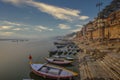 Early morning view of ghats of varanasi, uttar pradesh, India Royalty Free Stock Photo