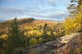 Early morning view of hills along Lake Superior in the fall Royalty Free Stock Photo