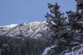 Early morning view of the mountains surrounding the Town of Banff, Alberta. Royalty Free Stock Photo