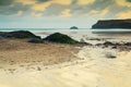 Early morning view over the beach at Polzeath Royalty Free Stock Photo
